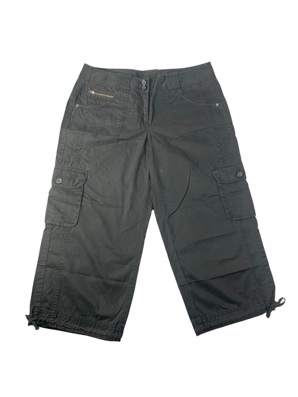 Loft Women’s Marisa Black 100% Cotton Cargo Capris Size-8